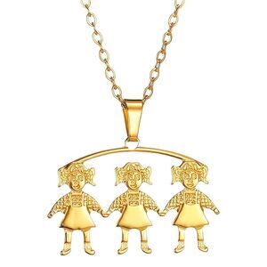 18K Gold Plated Girls Daughters Charm Women's Necklace Waterproof Non Tarnishing